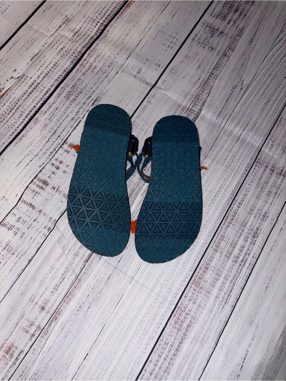 New, never wore Kids Teva Teal, Blue & Orange Sandals Size 3